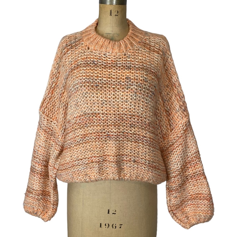 🌷 Stradivarius Creamsicle Orange Slouchy Chunky Knit Sweater Size M